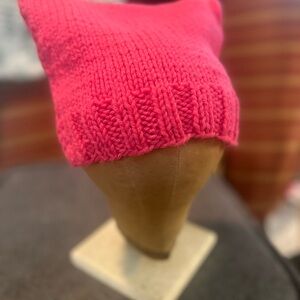 Bright Pink Knit Beanie for Protests
